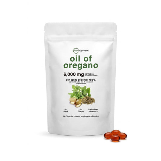 Aceite de Orégano 6000mg + Semilla Negra · Carvacrol y Timoquinona · Apoyo Natural | Top Tech