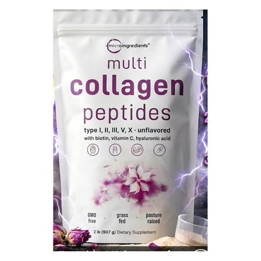 Colágeno Multi Peptides · Tipo I, II, III, V y X + Biotina, Vitamina C y Ácido Hialurónico | Top Tech