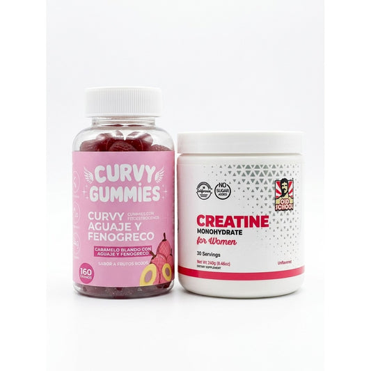 Combo Define Tu Figura · Creatina for Women + Curvy Gummies · Curvas, Glúteos Firmes y Energía | Top Tech