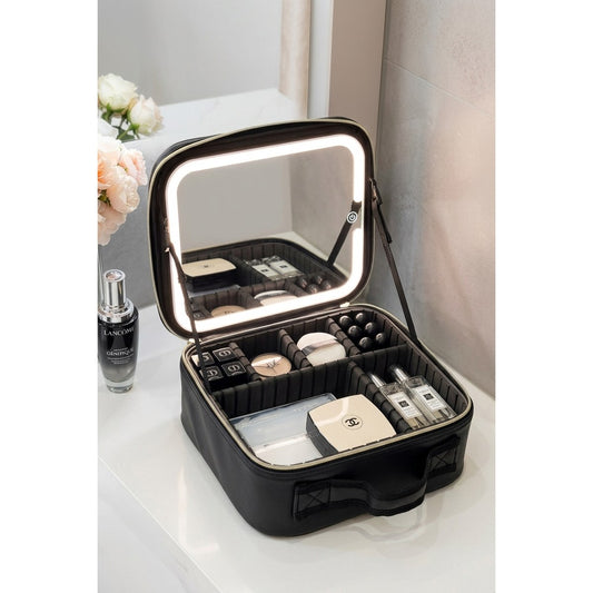 Cosmetiquera con Espejo de Luz LED · Organizador de Maquillaje Portátil | Top Tech