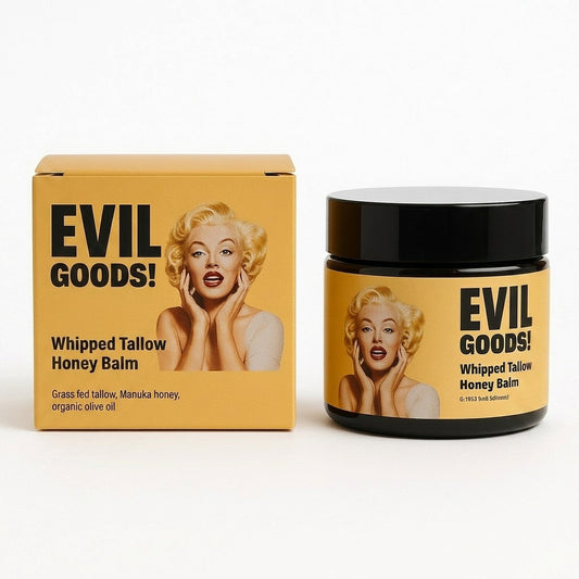 EVIL GOODS · Bálsamo de Sebo de Ternera y Miel · Hidratación Profunda para Piel Seca · Sebo + Miel de Manuka + Aceite de Oliva | Top Tech