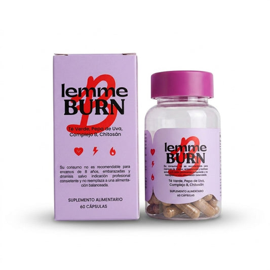 Lemme Burn · Té Verde, Pepa de Uva, Complejo B y Chitosán · Apoyo al Metabolismo | Top Tech