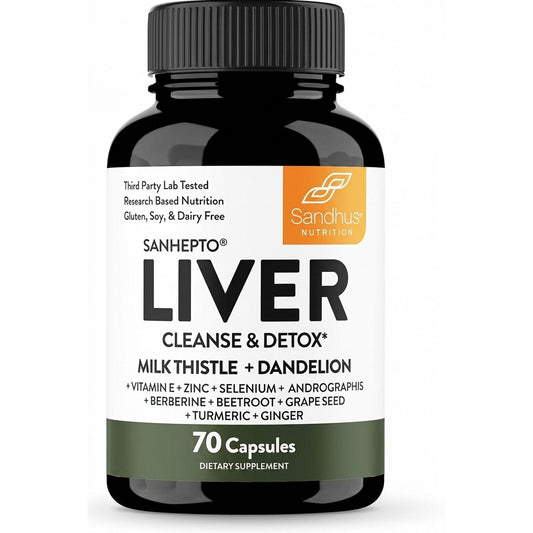 SANHEPTO Liver · Cardo Mariano y Diente de León · Apoyo Hepático 10 en 1 | Top Tech