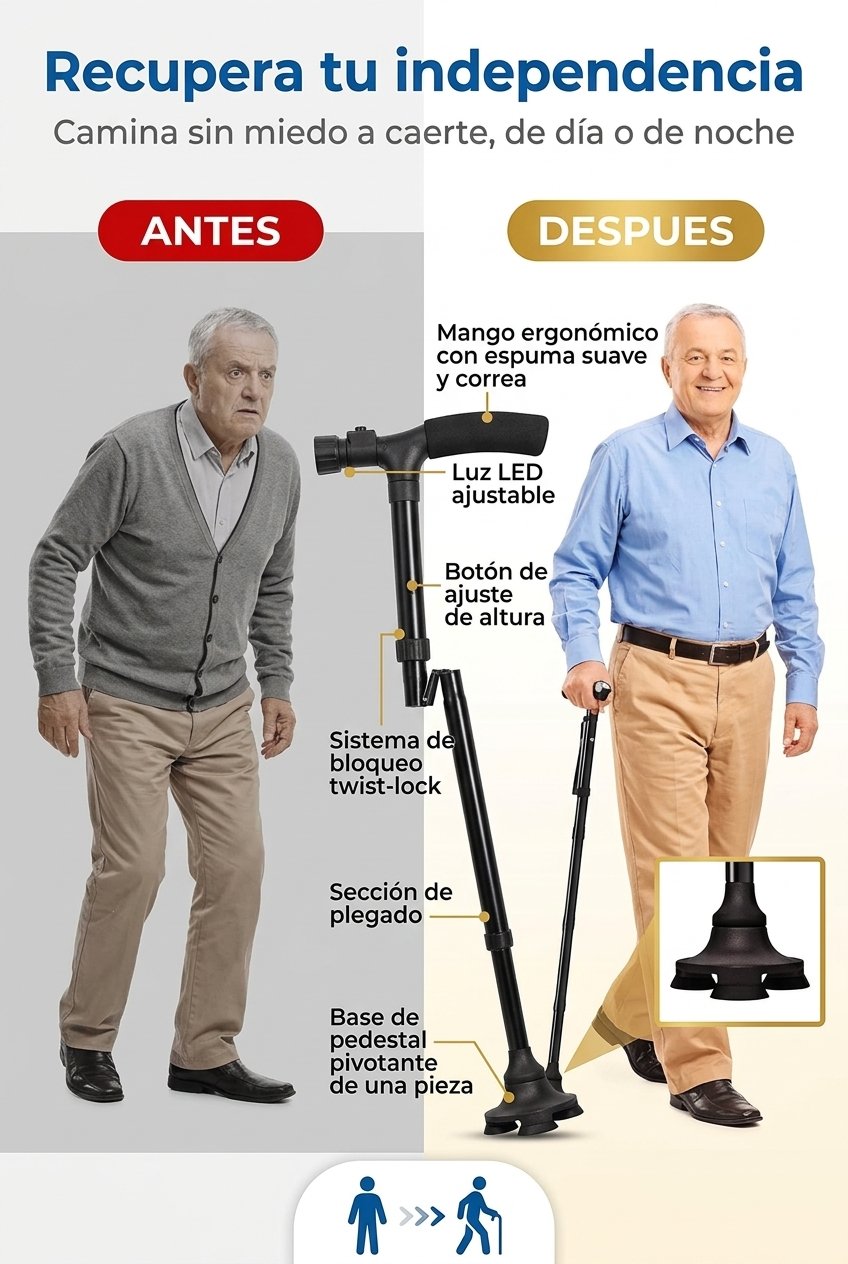 Antes y despues del baston LED