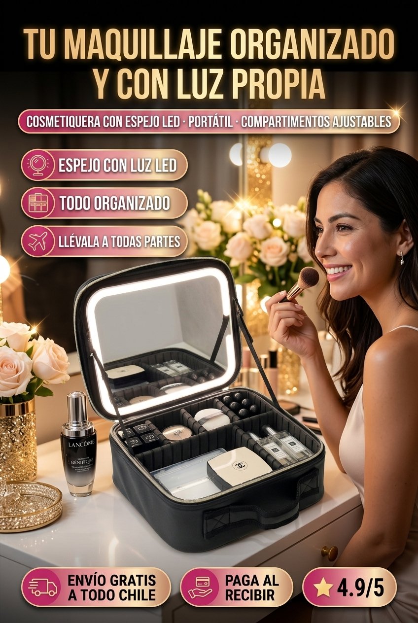 Maquillaje organizado con luz